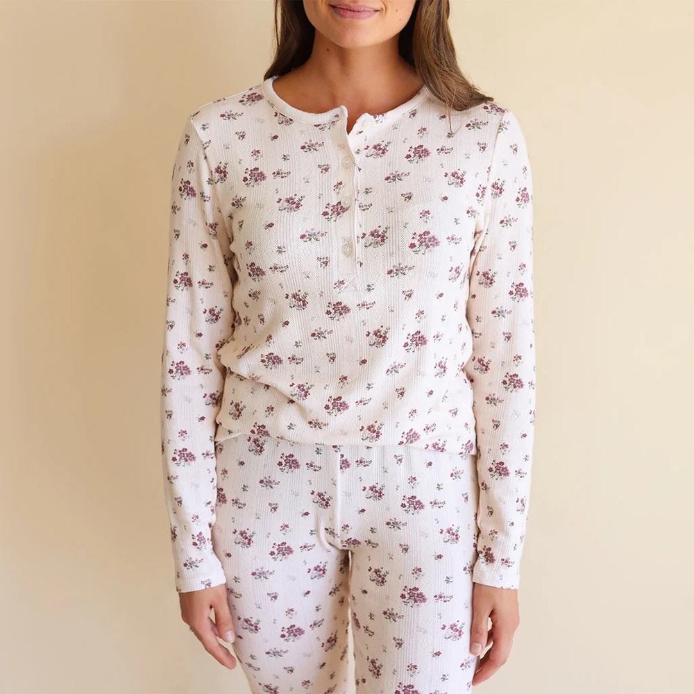 Posh Peanut Pointelle Henley Top